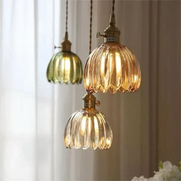 Lampada a sospensione in vetro a forma di fiore – Stile giapponese