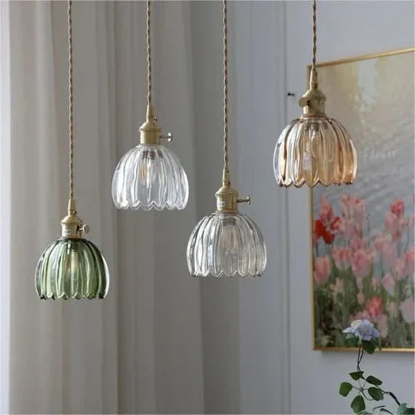 Lampada a sospensione in vetro a forma di fiore – Stile giapponese
