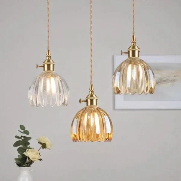 Lampada a sospensione in vetro a forma di fiore – Stile giapponese