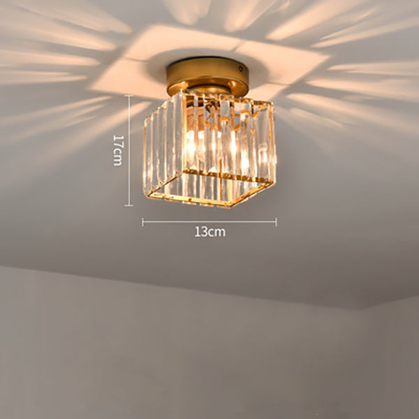 Lampada da soffitto in vetro di cristallo – Supporto in ottone e design compatto