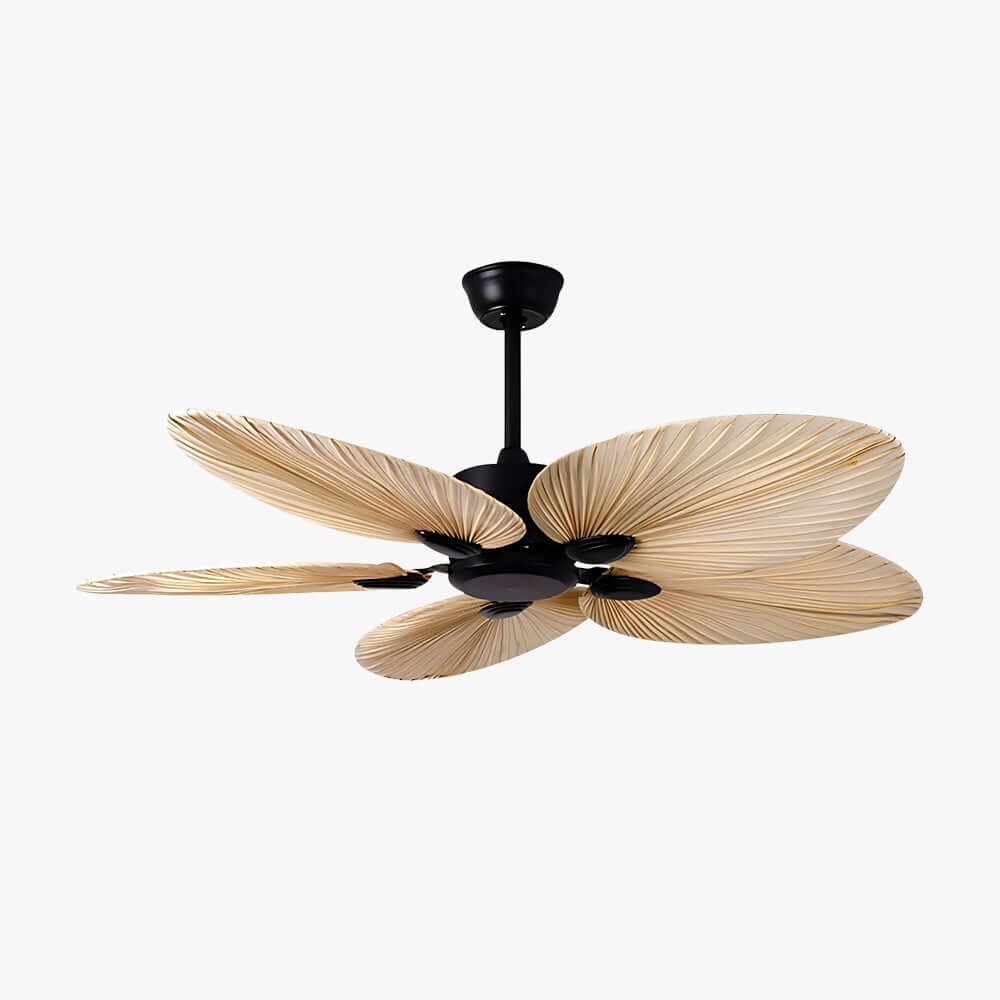 Tero | Ventilatore a soffitto in foglie di palma naturale da 132 cm con telecomando a 6 velocità per soggiorno e camera da letto