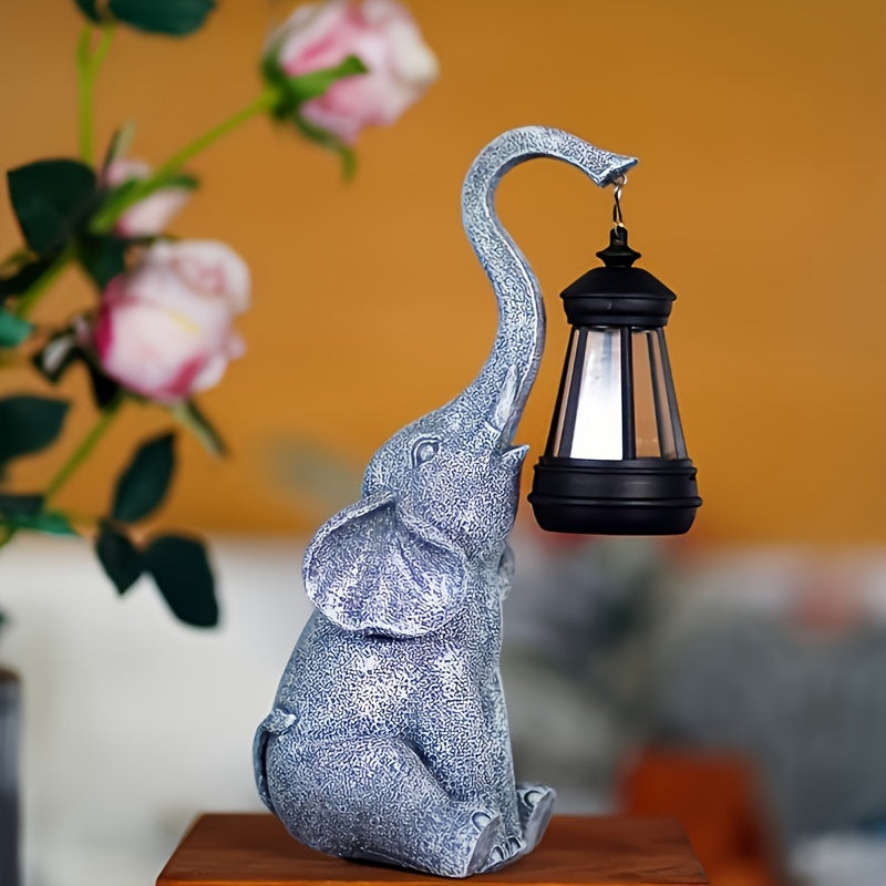 Celinea | Lampada da Giardino Solare a Elefante con LED Bianco Caldo e Finitura Effetto Pietra per Patio e Giardino