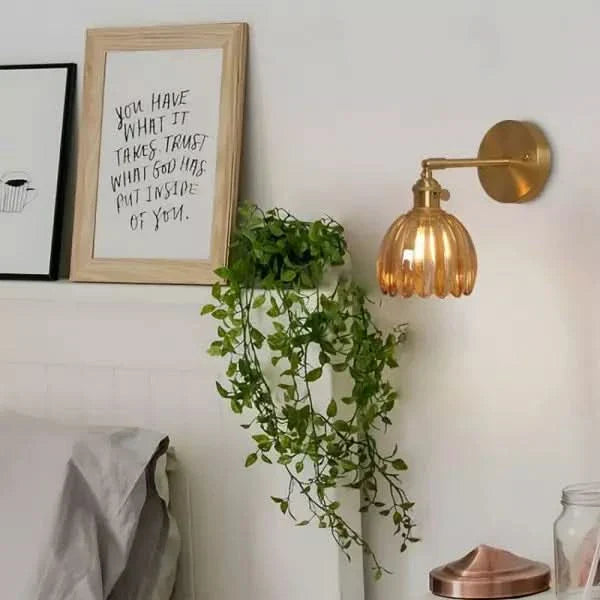 Lampada da Parete in Vetro Tulipano Vintage