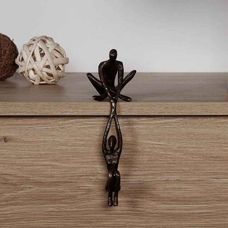 Ravik | Scultura a Doppio Cuore in Resina Polystone Matta Color Avorio per Console, Mensola e Comodino