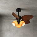 Rumae | Ventilatore da soffitto da 107 cm con paralume caramello a tre luci e LED a spettro completo, telecomando